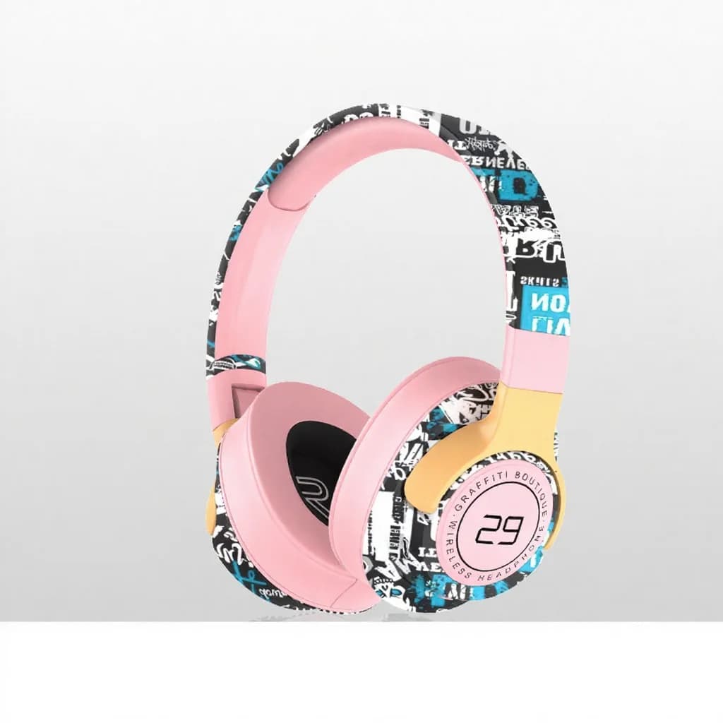 Malet trådløse on-ear hovedtelefoner med FM-radio og sammenfoldeligt design