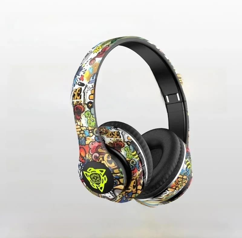 Graffiti over-ear trådløse hovedtelefoner med FM-radio og TF-kortslot
