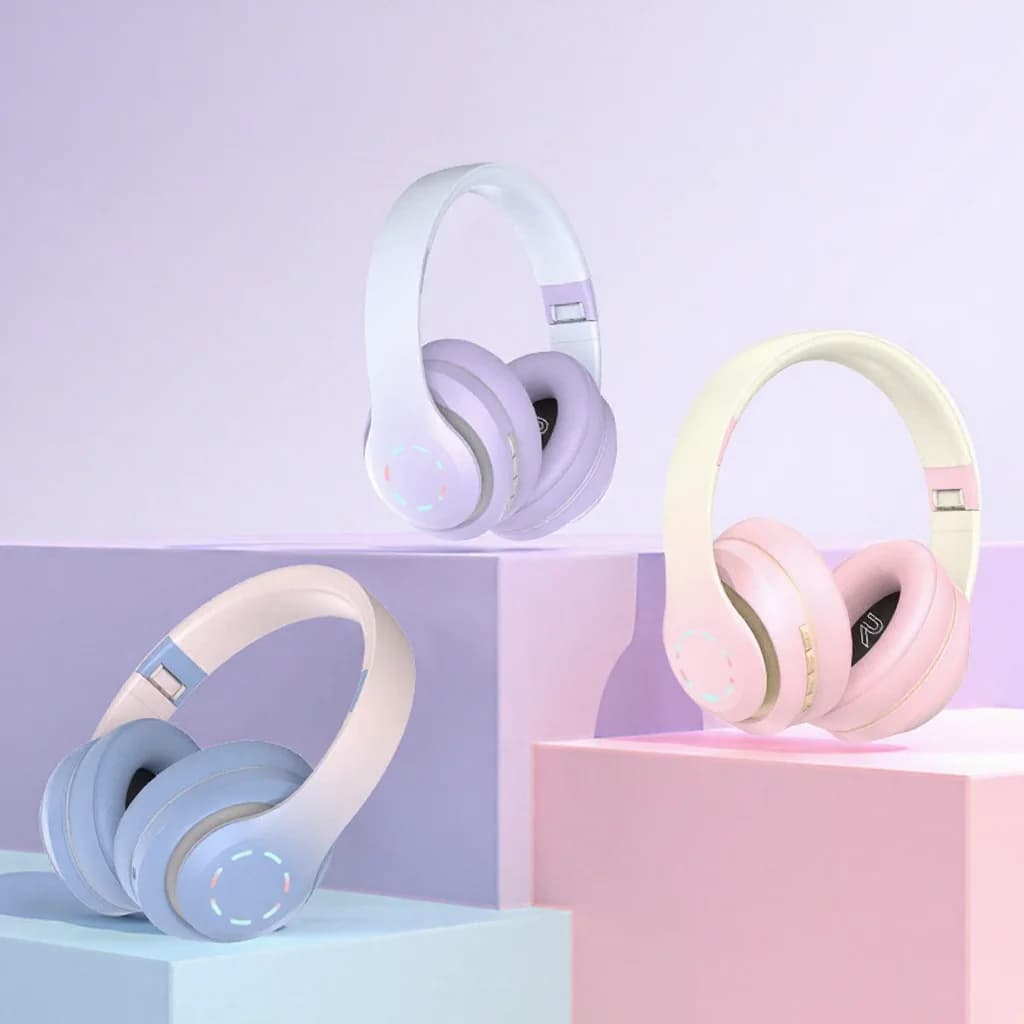 Trådløse on-ear hovedtelefoner med LED-lys og FM-radio