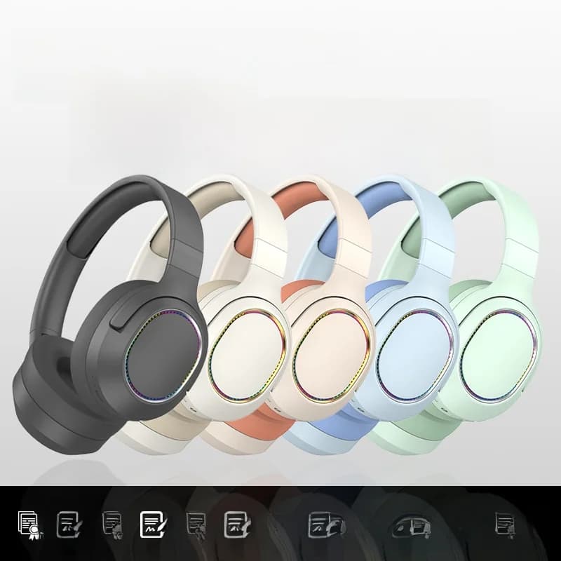 Trådløse Bluetooth over-ear hovedtelefoner med LED-lys og FM-radio