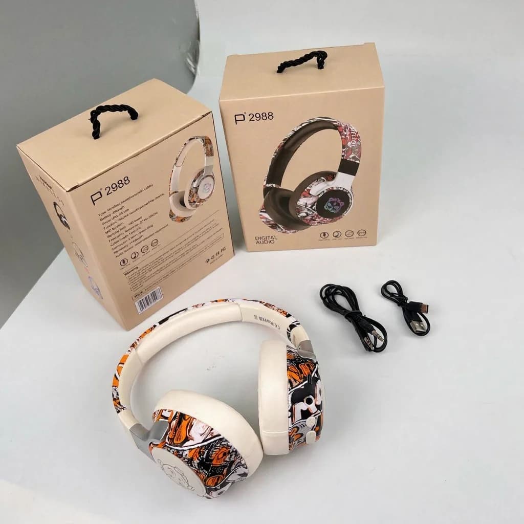 Graffiti over-ear Bluetooth-hovedtelefoner med RGB-lys og mikrofon