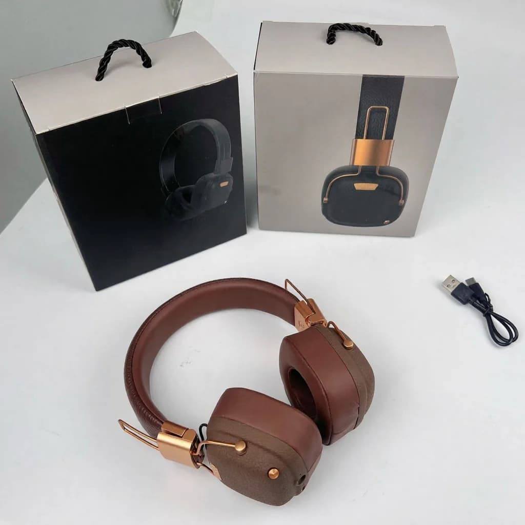 Retro over-ear Bluetooth-hovedtelefoner med EQ-tilstande og foldbart design