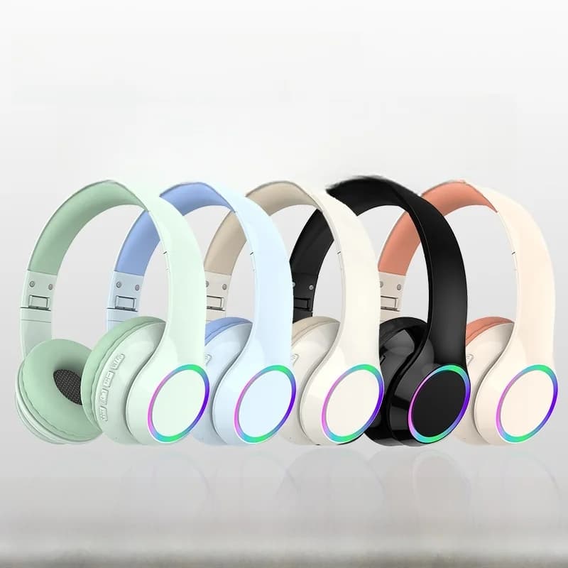 Trådløse Bluetooth-hovedtelefoner med LED-lys og mikrofon