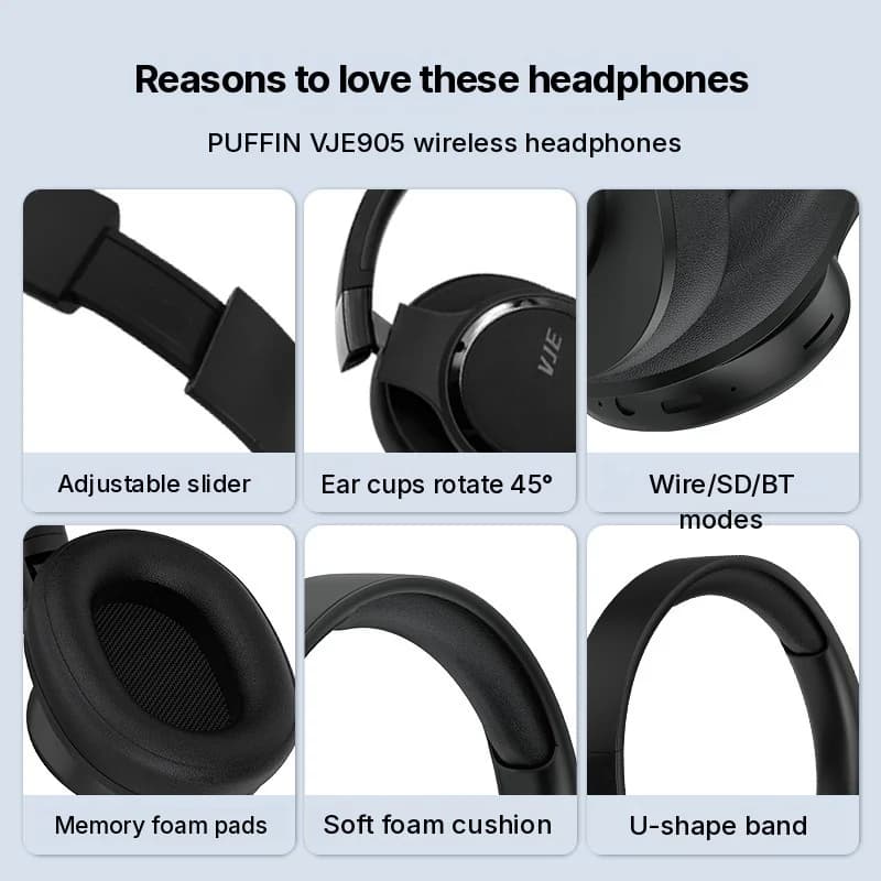 Trådløse Over-Ear hovedtelefoner med lang batterilevetid og Bluetooth 5.4