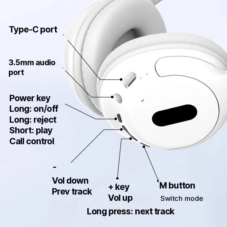 Trådløse Bluetooth-hovedtelefoner med mikrofon og letvægtsdesign