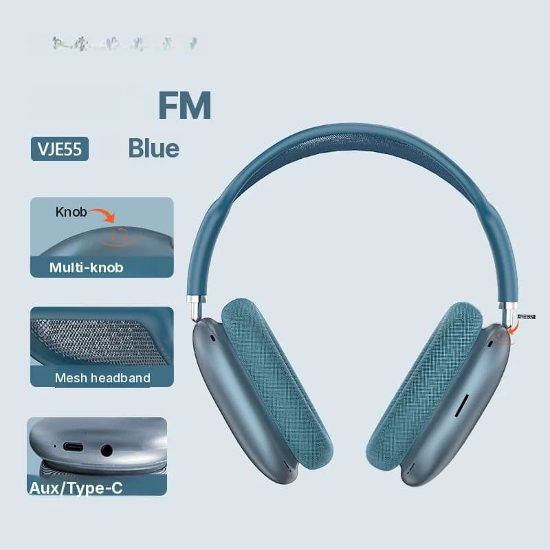 Bluetooth 5.4 on-ear hovedtelefoner med drejeknap og FM-radio