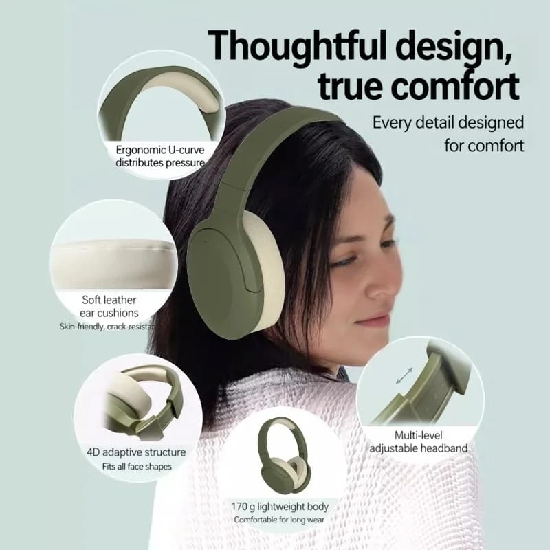 Trådløse Bluetooth over-ear hovedtelefoner med FM-radio og lang batterilevetid