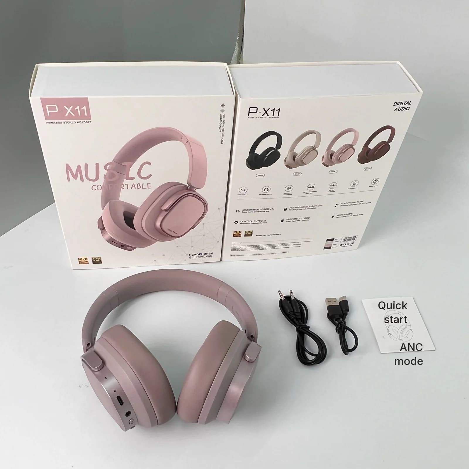 Retro trådløse over-ear hovedtelefoner med aktiv støjreduktion
