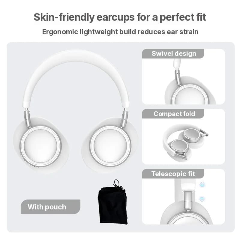 Trådløse over-ear hovedtelefoner med ANC, foldbart design, 30H batteri