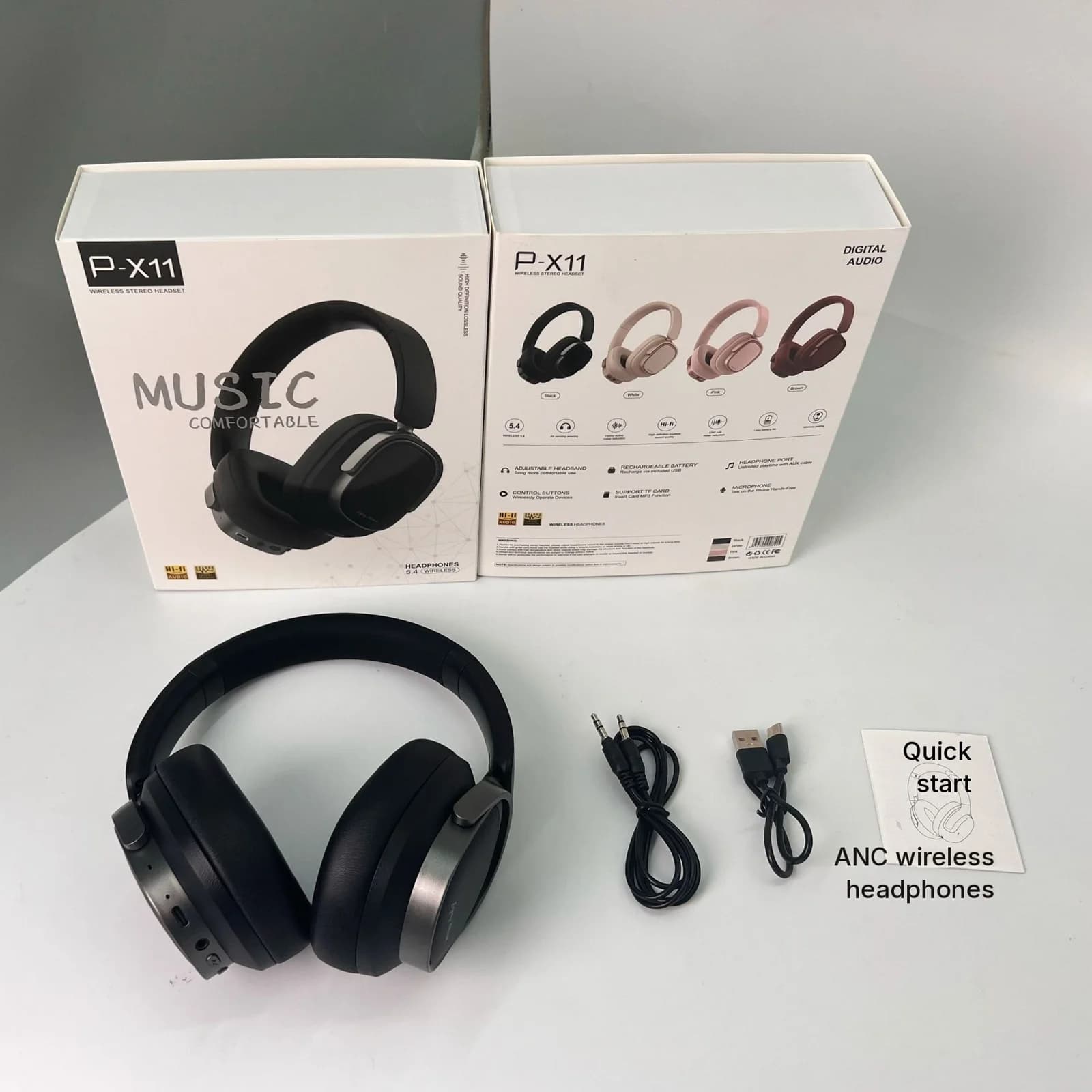 Retro trådløse over-ear hovedtelefoner med aktiv støjreduktion
