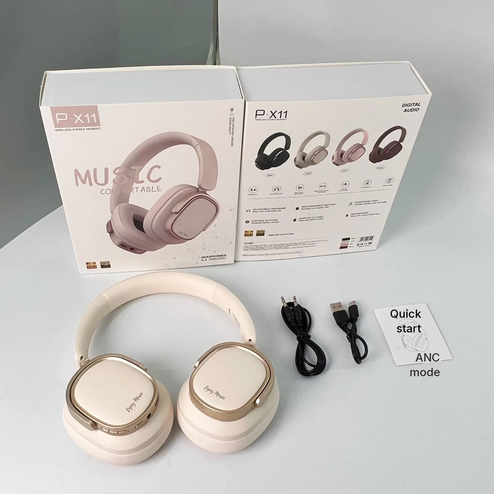 Retro Bluetooth-hovedtelefoner med aktiv støjreduktion