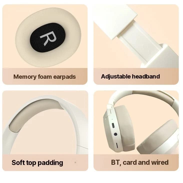 Over-ear Bluetooth-hovedtelefoner med bas, AUX og TF-kort understøttelse