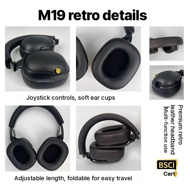Retro over-ear Bluetooth-hovedtelefoner, trådløst stereoheadset med mikrofon