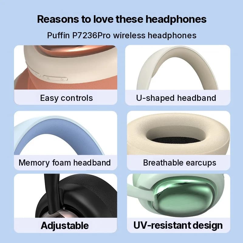 Over-ear trådløse Bluetooth-hovedtelefoner med mikrofon og 40 mm drivere
