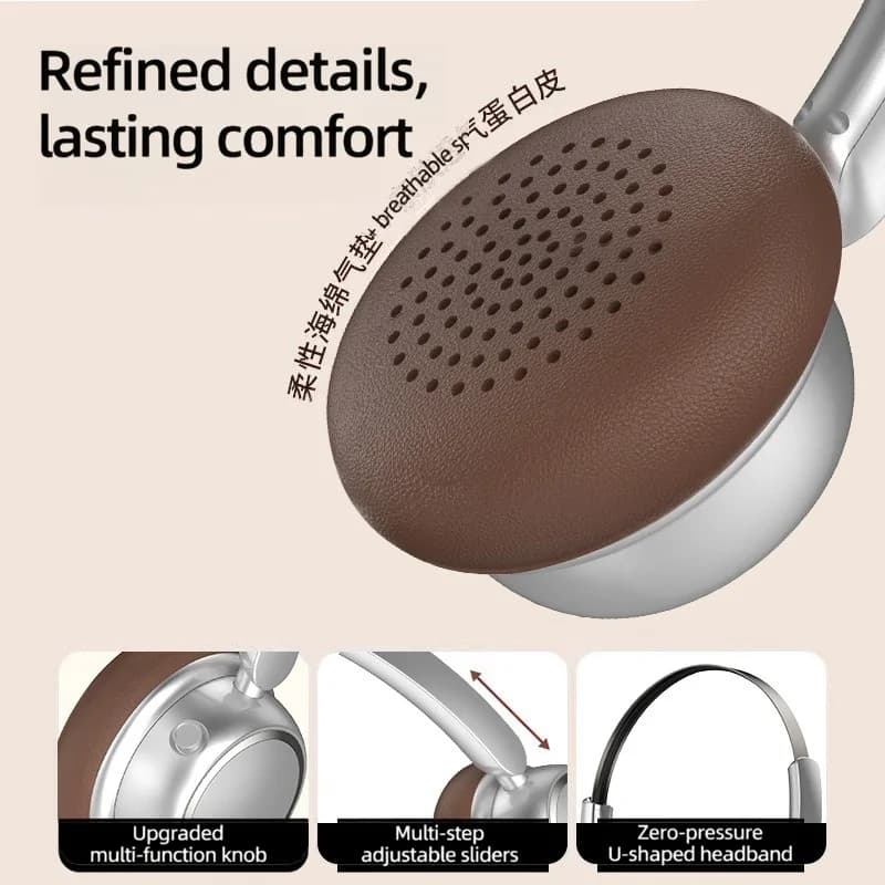 Retro trådløse Bluetooth-hovedtelefoner med metalhovedbøjle og lang batterilevetid