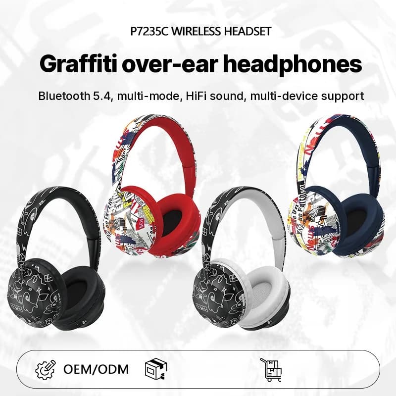 Trådløse on-ear hovedtelefoner med Bluetooth 5.4 og TF-kortslot
