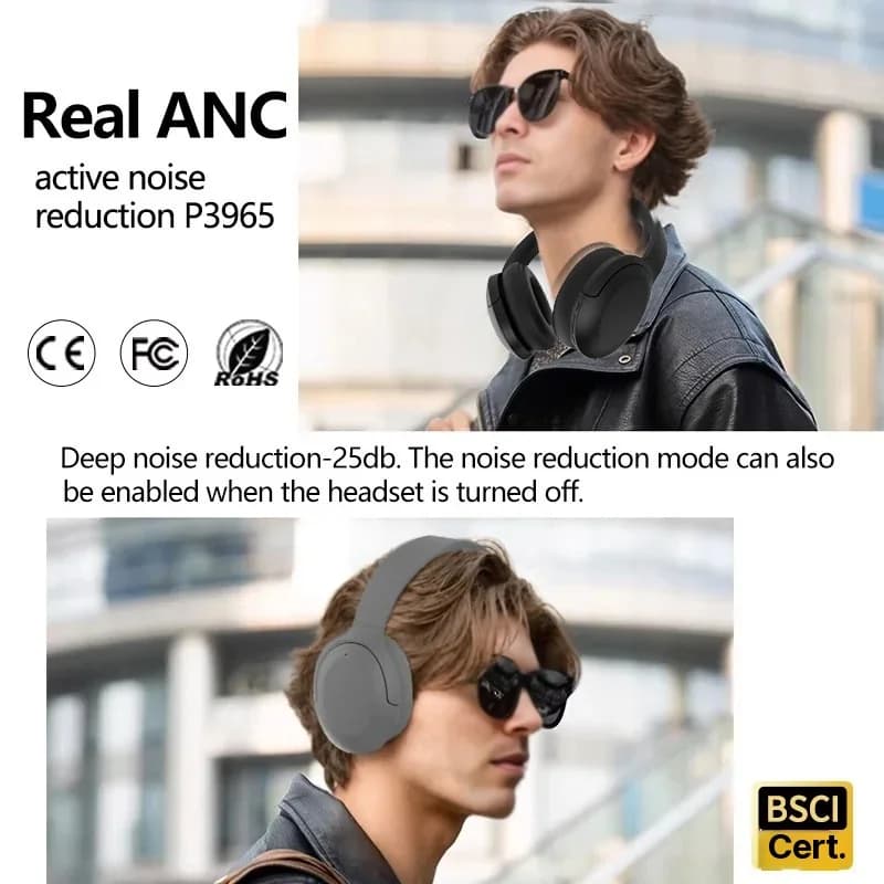 Aktive støjreducerende Bluetooth-hovedtelefoner over-ear trådløse 5.4