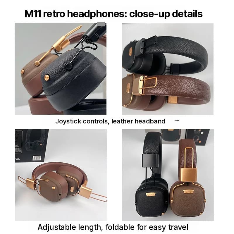 Retro over-ear trådløse Bluetooth-hovedtelefoner med EQ-lydtilstande