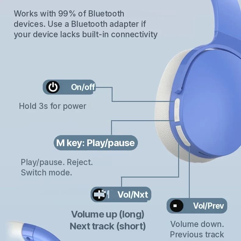 Trådløse over-ear Bluetooth-hovedtelefoner med lang batterilevetid