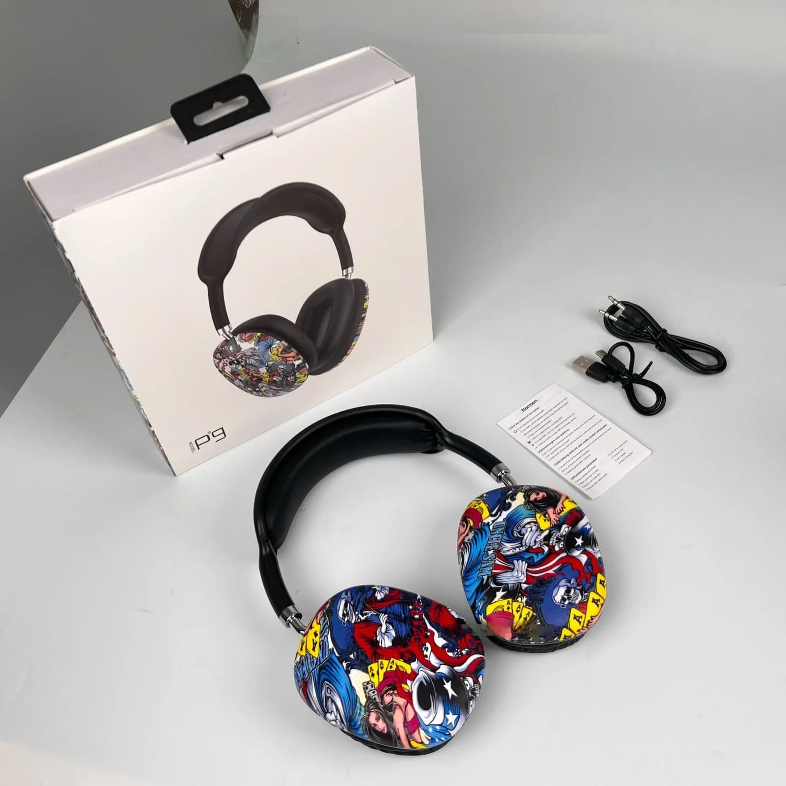 Graffiti over-ear trådløse hovedtelefoner med TF-kort og AUX