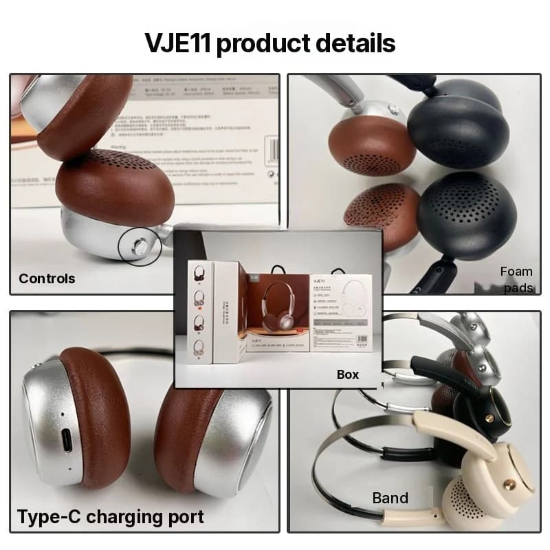 Retro trådløse hovedtelefoner med FM-radio og Bluetooth 5.4