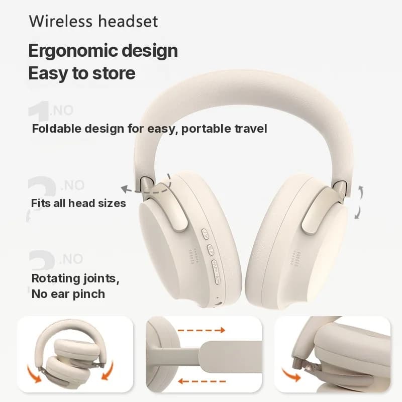 Trådløse Bluetooth on-ear hovedtelefoner med Type-C opladning og stereolyd
