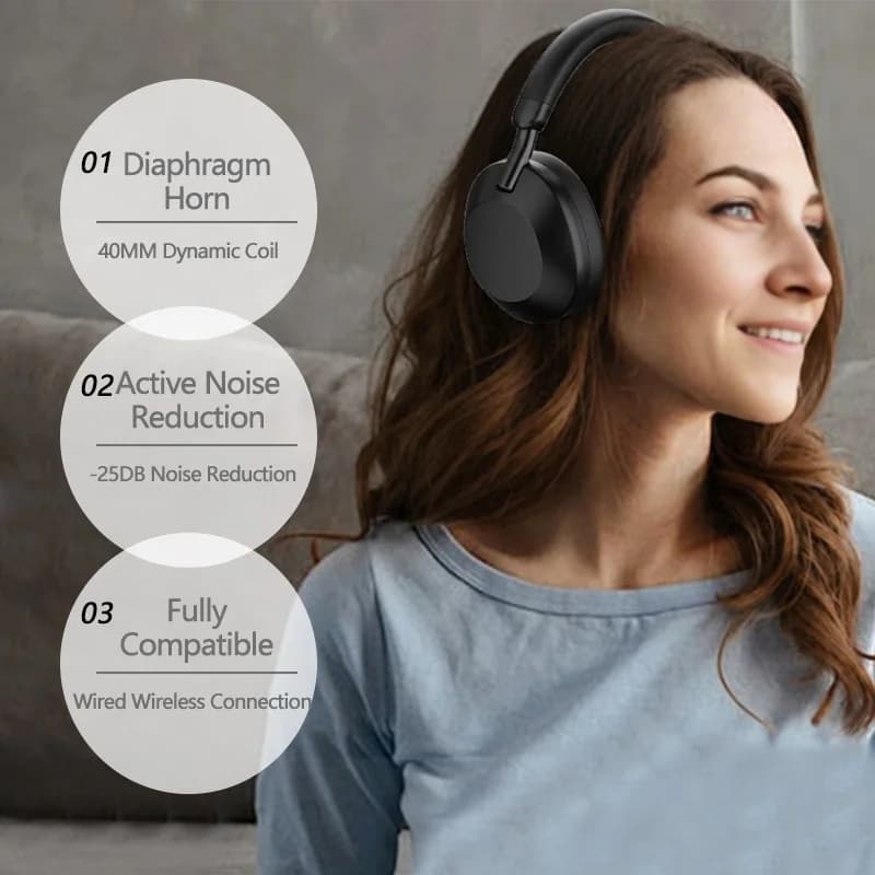 Trådløse hovedtelefoner med aktiv støjreduktion Bluetooth 5.4