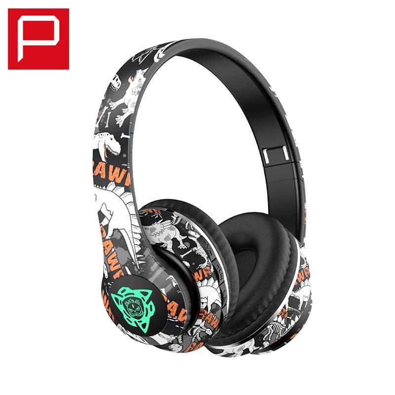 Trådløse Bluetooth-hovedtelefoner med graffiti-design og foldbar konstruktion