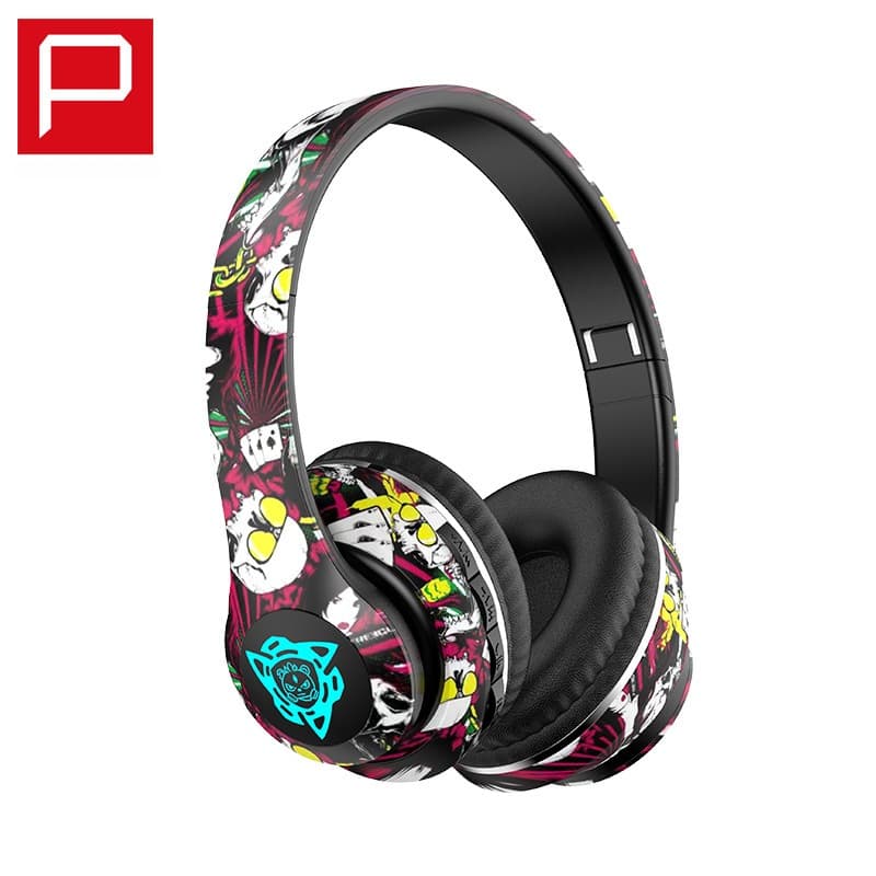 Trådløse Bluetooth-hovedtelefoner med graffiti-design og foldbar konstruktion