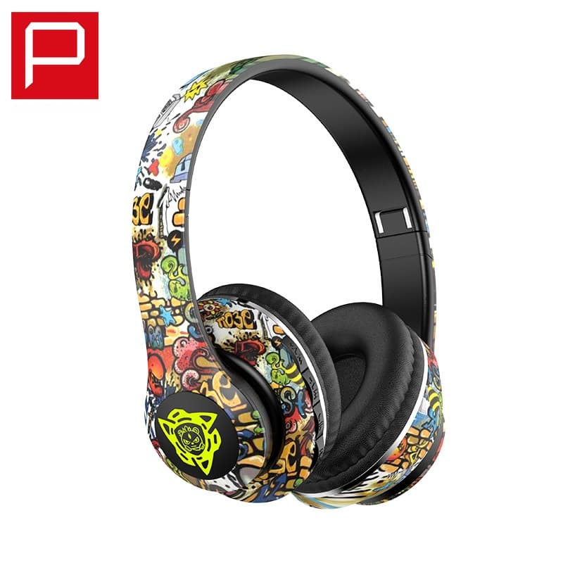 Trådløse Bluetooth-hovedtelefoner med graffiti-design og foldbar konstruktion